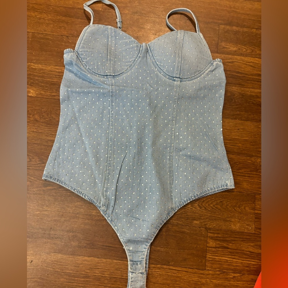 Women's Blue Denim Bodysuit
